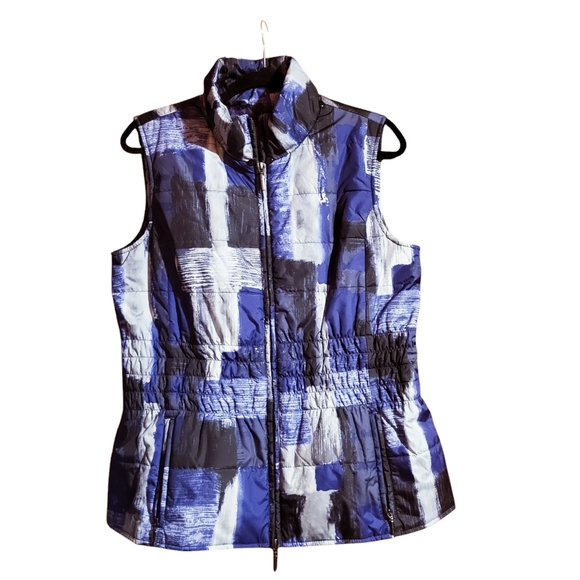 Spanner Size Large Purple and blue puffer vest with cinched waist Mood Swings - Picture 1 of 6